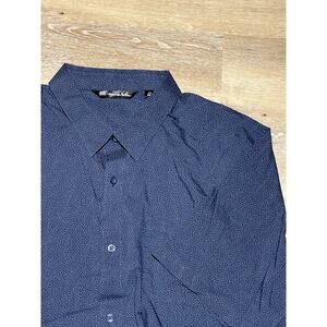 TravisMathew Men's Button Up SS Golf‎ Shirt XXL Blue Print Cotton/Spandex Blend